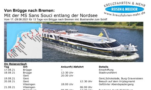 MS Sans Souci von Brügge nach Bremen 2021