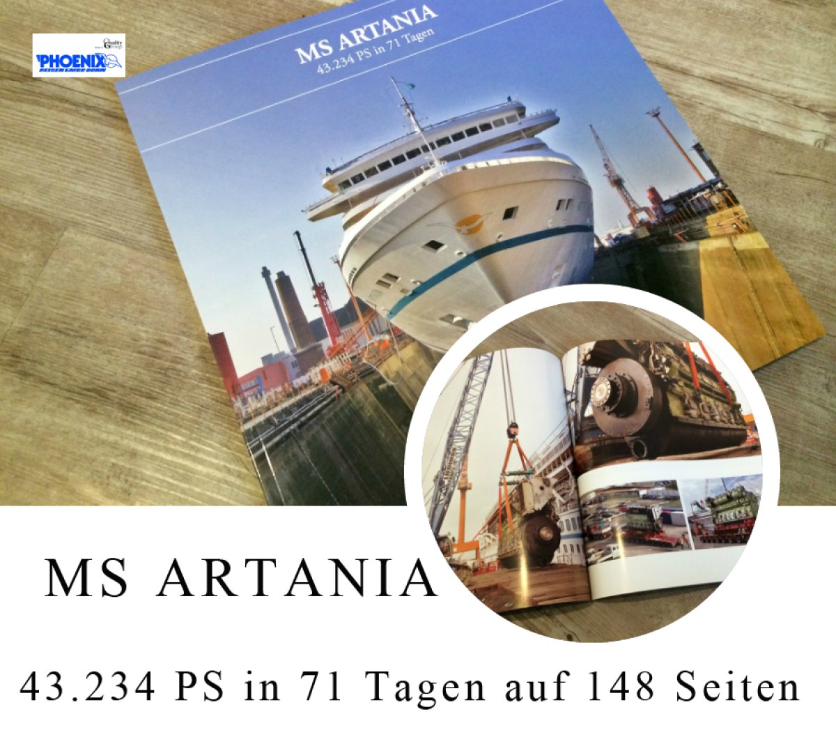 Buch bei Buchung: „MS ARTANIA 43.234 PS in 71 Tagen auf 148 Seiten“