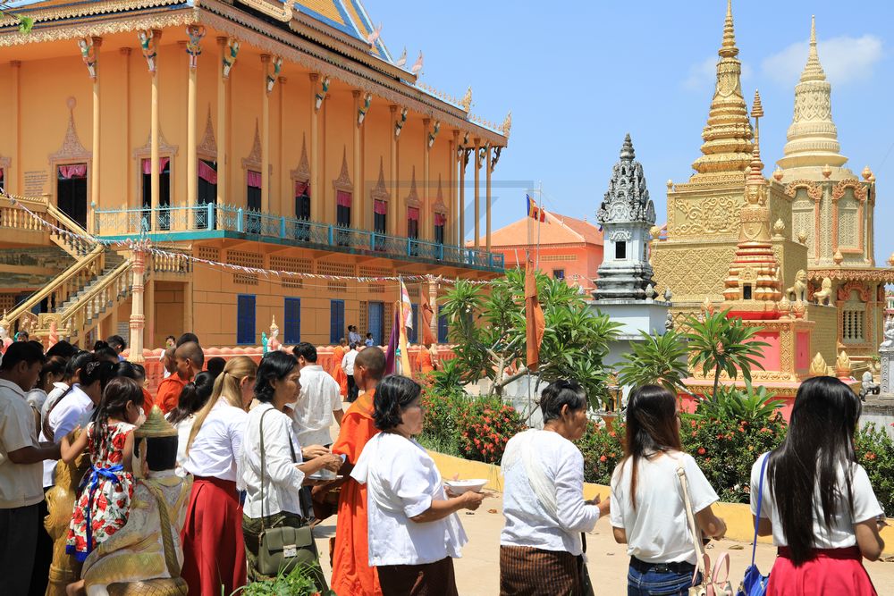 Angkor Ban Pagode Mekong River und Umzug der Mönche Angkor Ban Pagode Mekong River und Umzug der Mönche