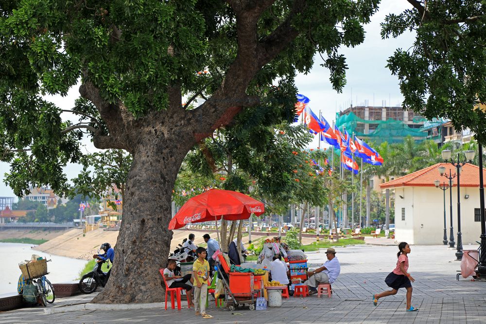 Auf er Promenade von Phnom Penh, Kambodscha