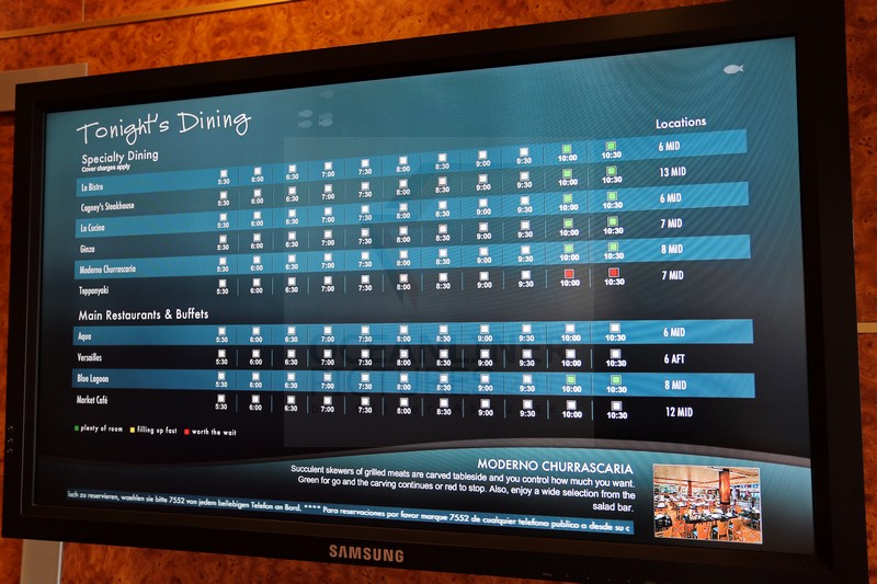 Bildschirm Restaurantverfuegbarkeit Norwegian Star