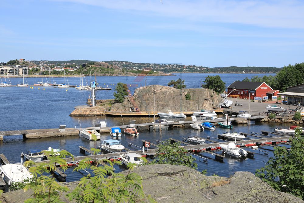 Blick über Kristiansand von Odderoya Festung