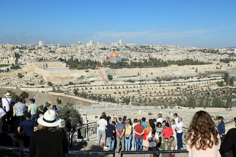 Blick vom Mount of Olives in Richtung Jerusalem, Israel