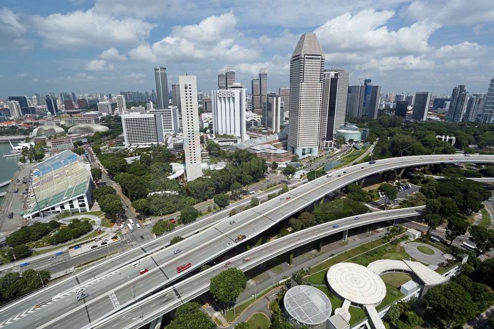 Blick vom Singapore Flyer auf Skyline Blick vom Singapore Flyer auf Skyline