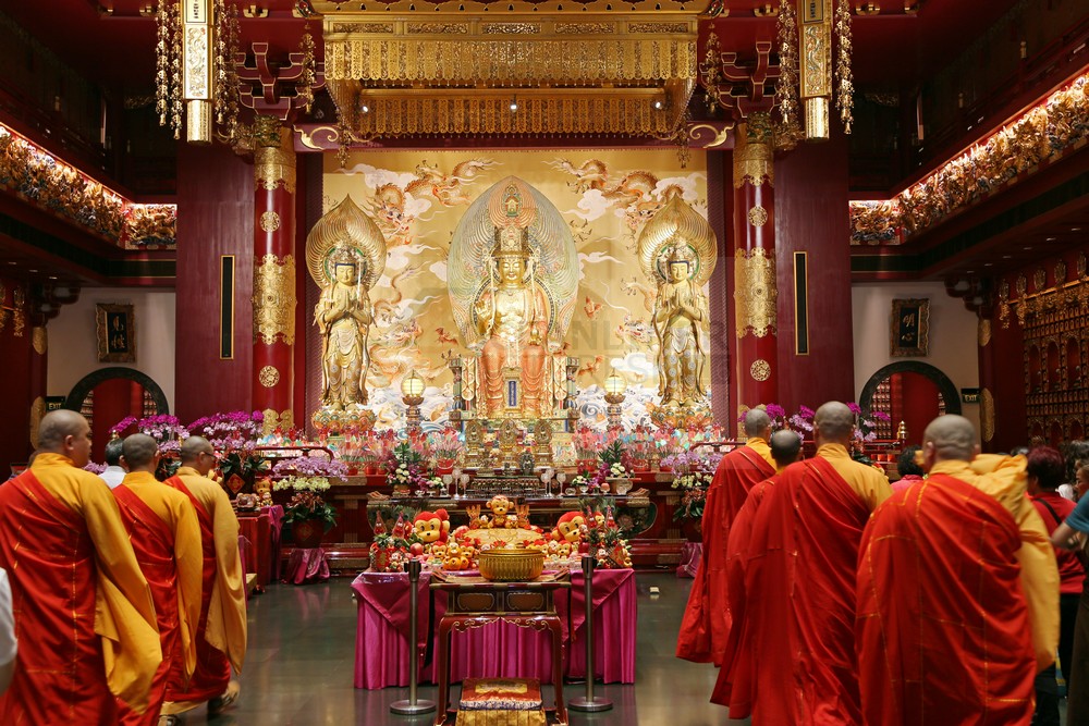 Buddah Tooth Relic Temple Chinatown Singapore Teilansicht innen Buddah Tooth Relic Temple Chinatown Singapore Teilansicht innen
