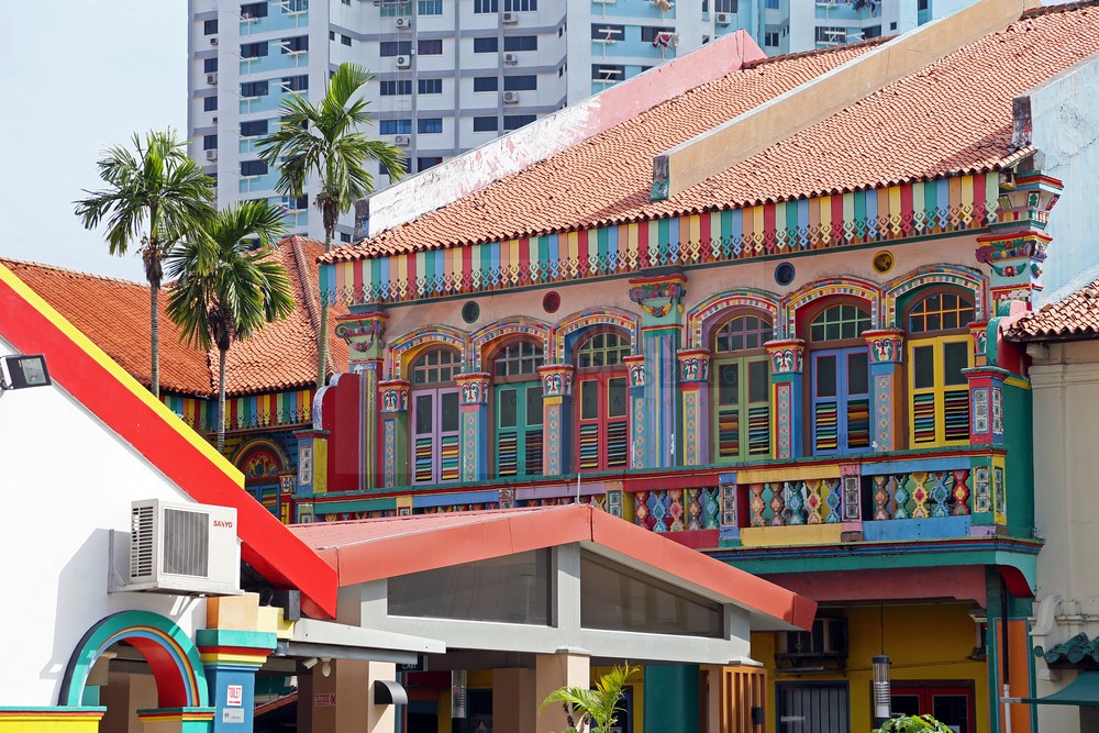 bunte Hausfassaden in Little India von Singapur bunte Hausfassaden in Little India von Singapur