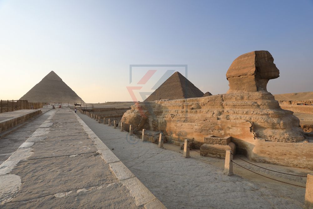 Chephren-Pyramide, Cheops-Pyramide und Grosse Sphinx in Gizeh