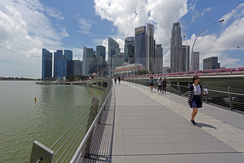Fußgängerbrücke Jubilee Bridge in Singapur Fußgängerbrücke Jubilee Bridge in Singapur