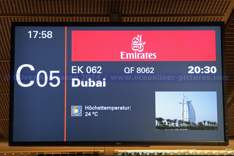 Emirates Airlines Flughafenanzeige
