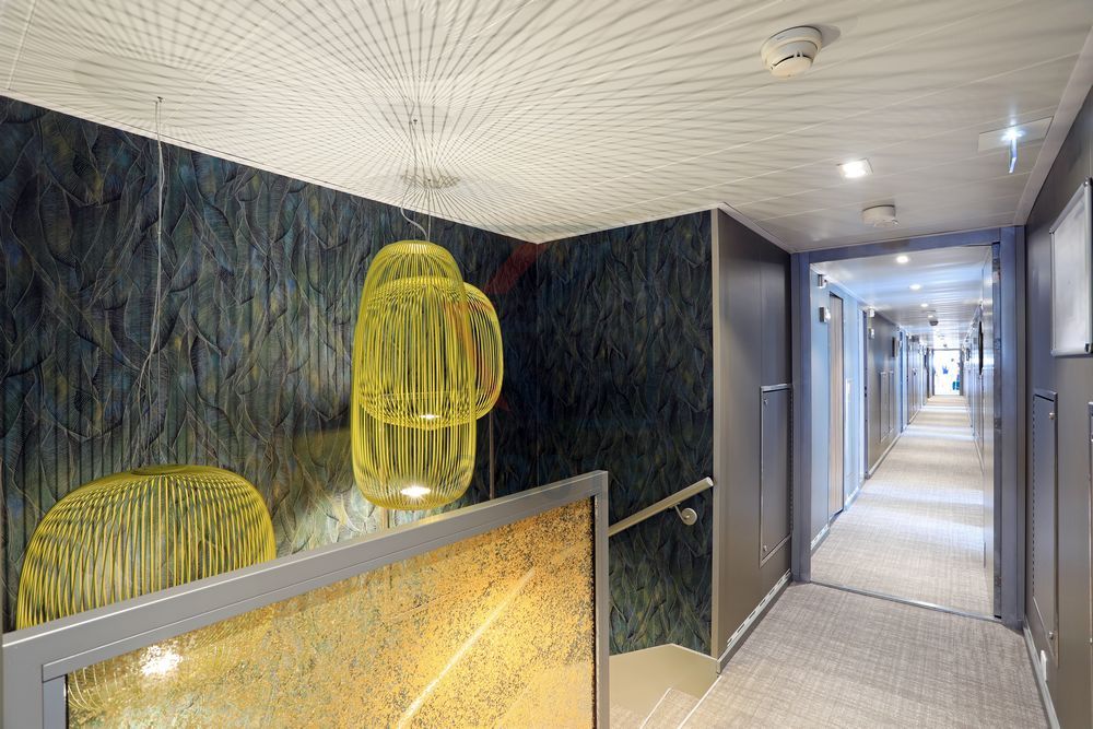 Kabinengang und Treppe Oberdeck Elbe Princesse II