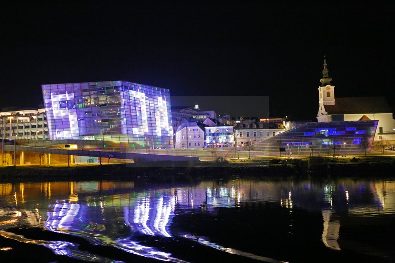 Linz an der Donau bei Nacht 28.03.2015