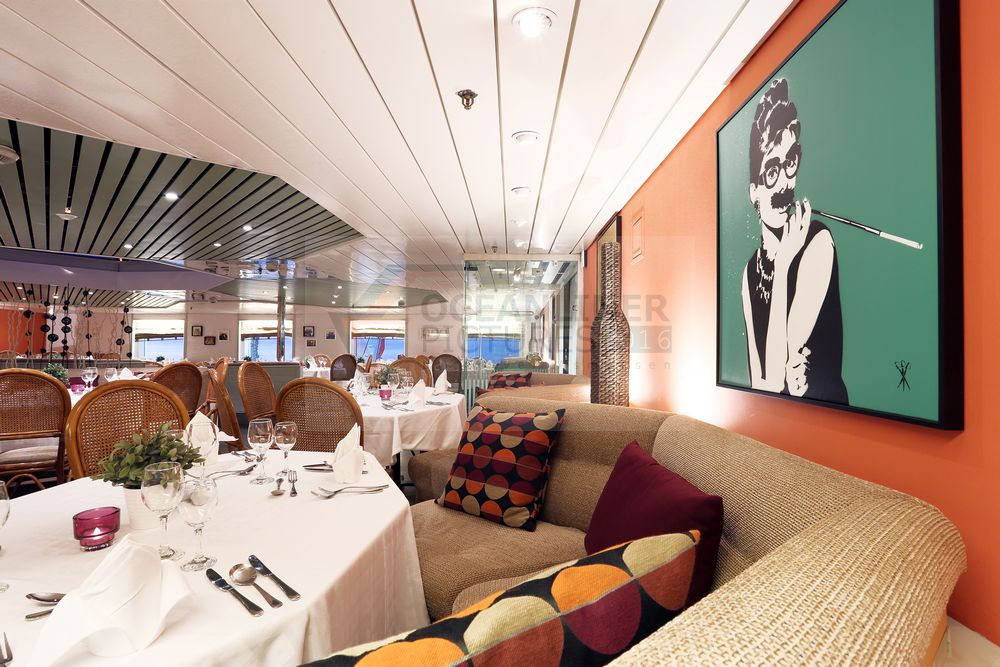 MS Ocean Majesty Lido Garten mit Bild von Künstler Savethewall