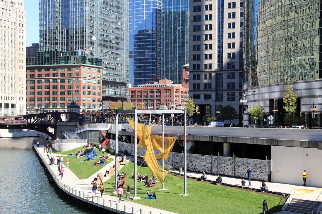 Naherholungsgebiet Chicago Riverwalk am Chicago River
