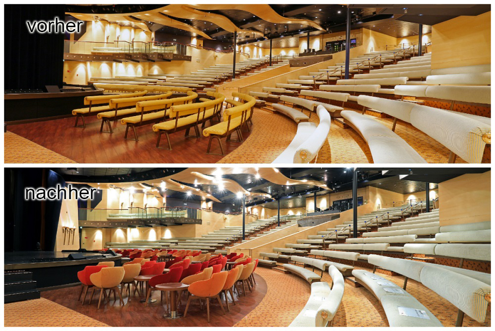 Neue Stühle statt Sitzbänke im Theater AIDAvita