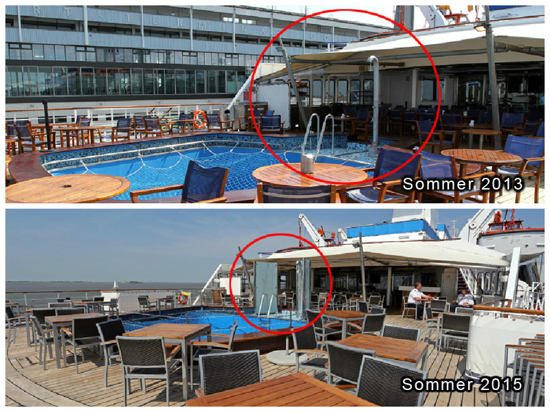 neues Mobiliar und Duschabtrennung MS Berlin Veranda