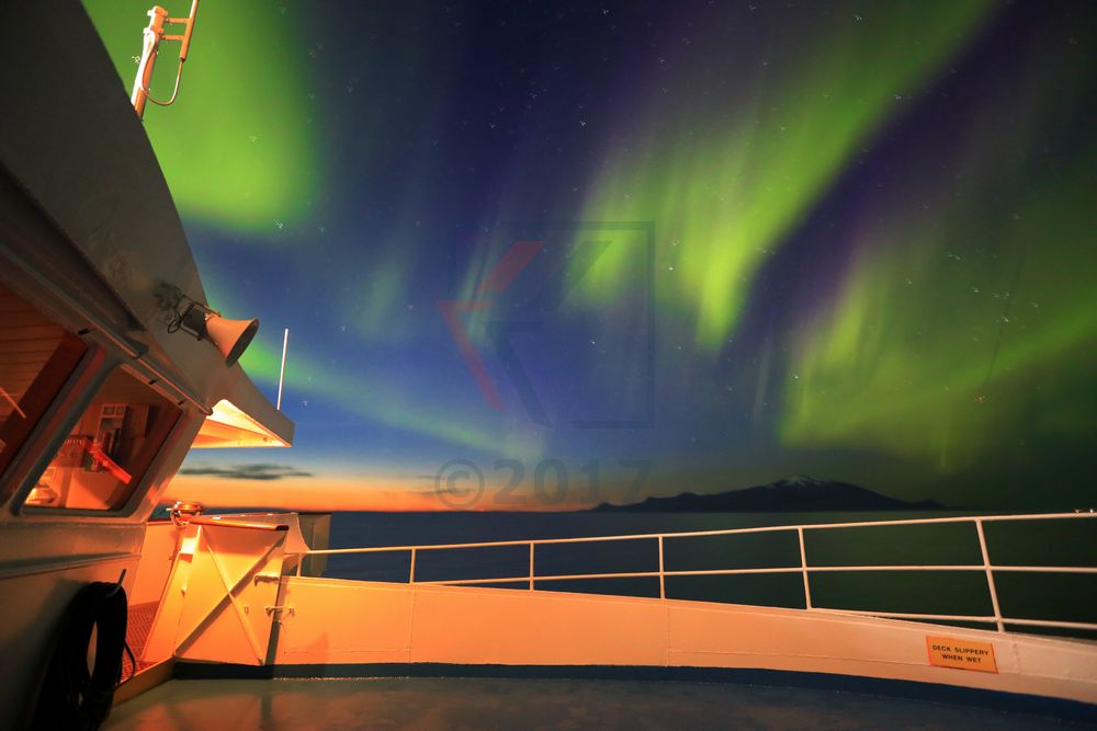 Polarlichter an Bord MS Ocean Majesty vor Island