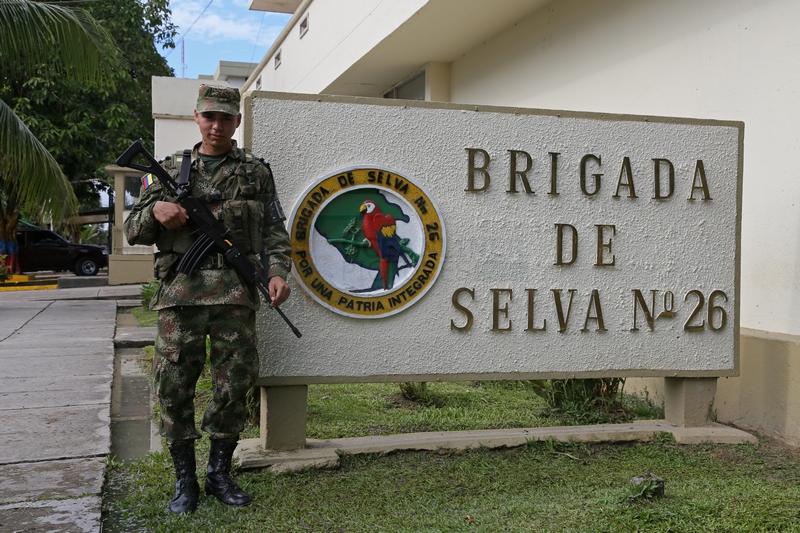 Soldat kolumbianische Armee in Leticia am 09.01.2015