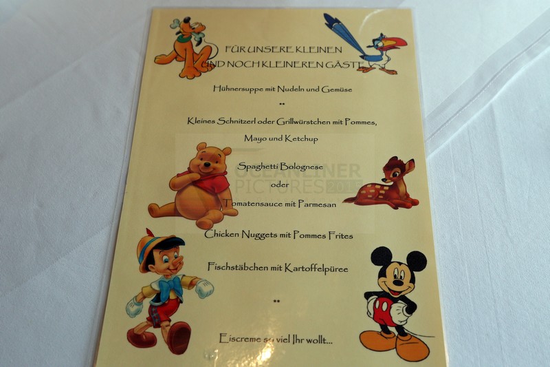 Speisekarte für Kinder Phoenix Reisen MS Artania