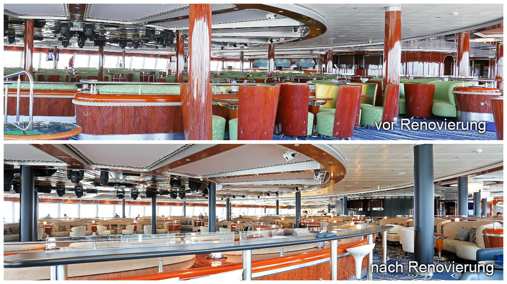 Spinnaker Lounge vorher und nachher Norwegian Jade