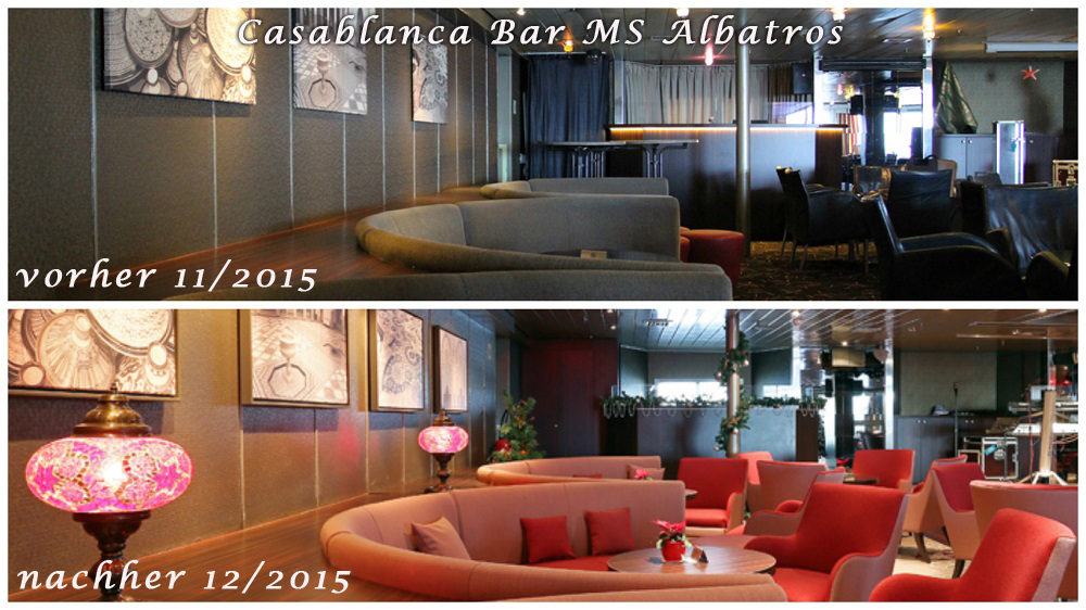 Vergleich Casablanca Bar MS Albatros vor und nach der Renovierung