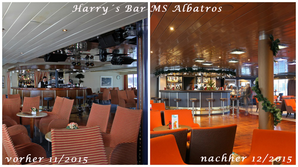 Vergleich Harry´s Bar MS Albatros vor und nach Renovierung