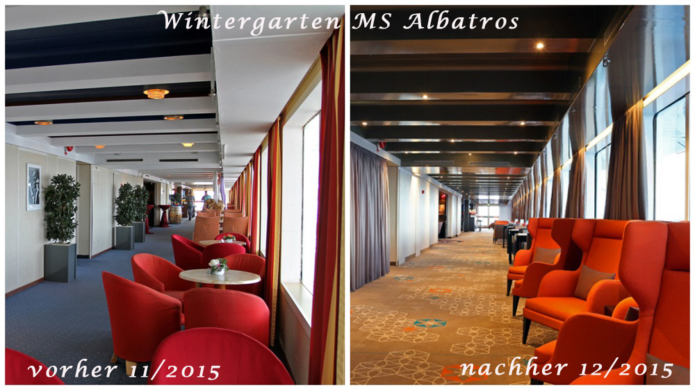 Vergleich Wintergarten MS Albatros vor und nach Renovierung