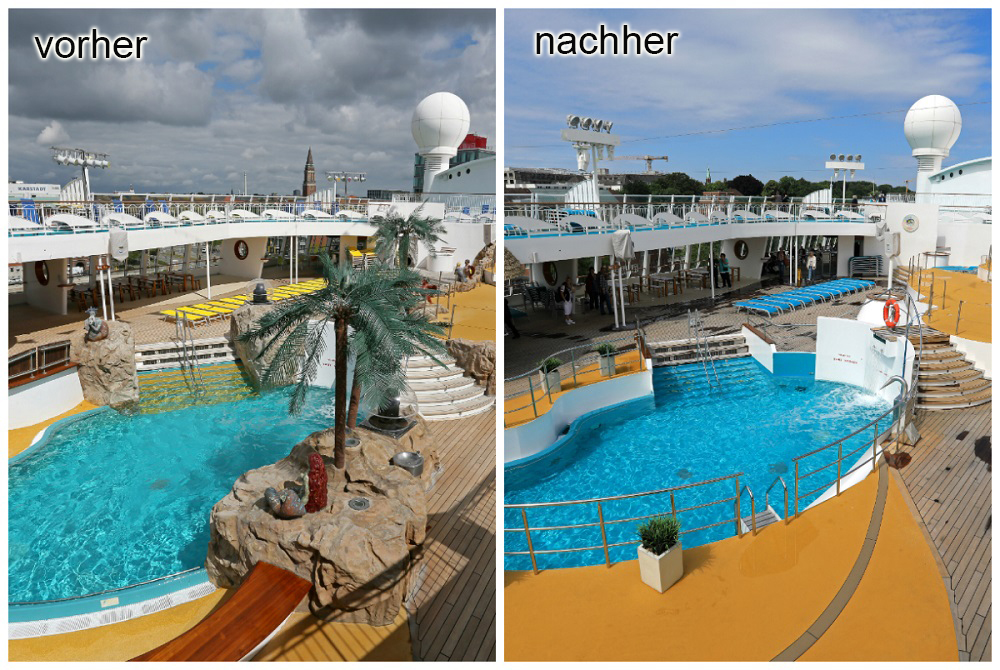 Wegfall der Kunstfelsen und Umgestaltung Poolbereich AIDAvita