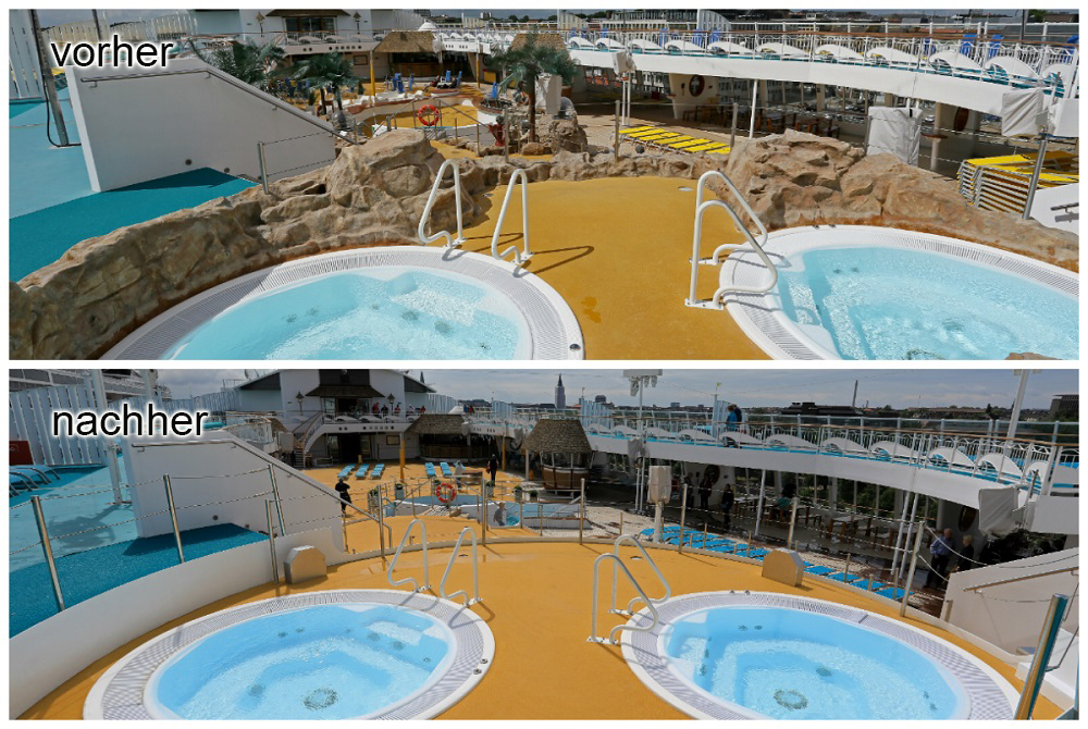 Whirlpools nun ohne Kunstfelsen AIDAvita