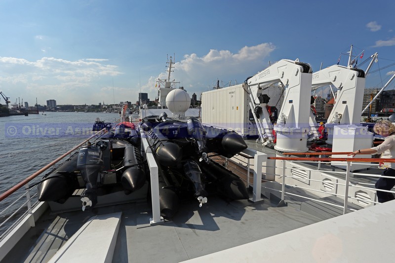 Zodiacs an Bord der Le Boreal